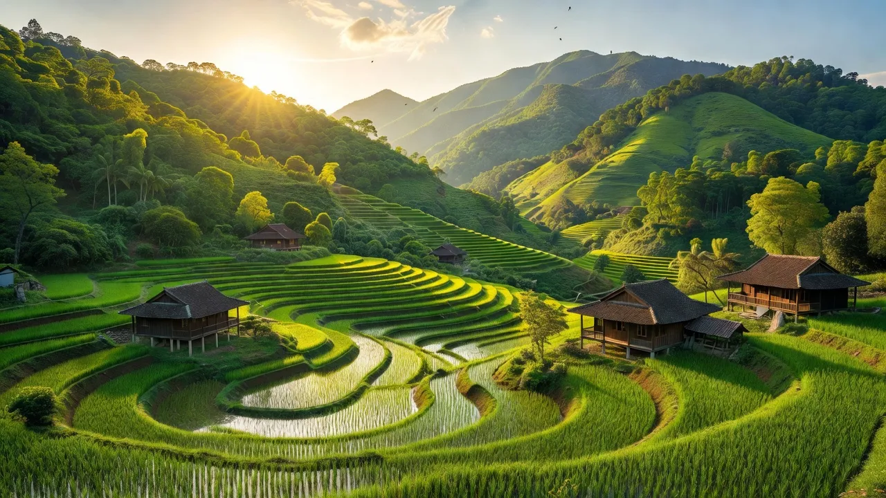 Cảnh quan xã Quan Sơn, huyện Chi Lăng, với đồi núi xanh và ruộng bậc thang đẹp.