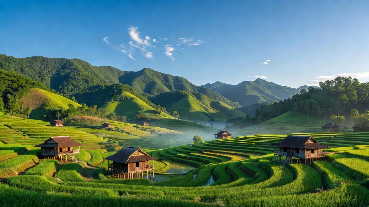 Khung cảnh đẹp của xã Quan Sơn, huyện Chi Lăng, tỉnh Lạng Sơn với núi non và cánh đồng xanh.