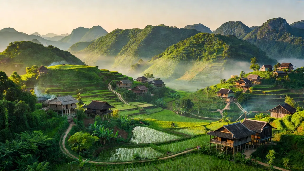 Khung cảnh xã Y Tịch, huyện Chi Lăng, tỉnh Lạng Sơn với thiên nhiên hùng vĩ và kiến trúc địa phương.