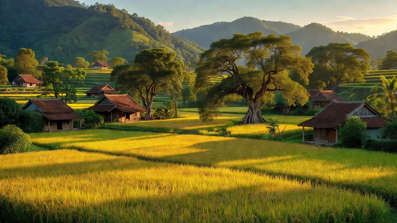 Cảnh đẹp xã Đồng Thắng, huyện Đình Lập, Lạng Sơn với núi non, cánh đồng lúa, ánh sáng thiên nhiên.