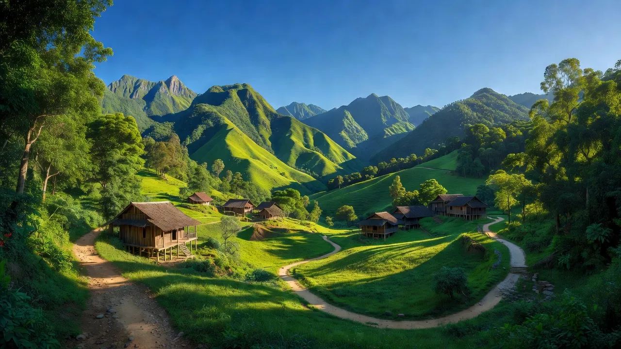 Khung cảnh thiên nhiên xanh tươi tại xã Hòa Thắng, huyện Hữu Lũng, tỉnh Lạng Sơn, Việt Nam.