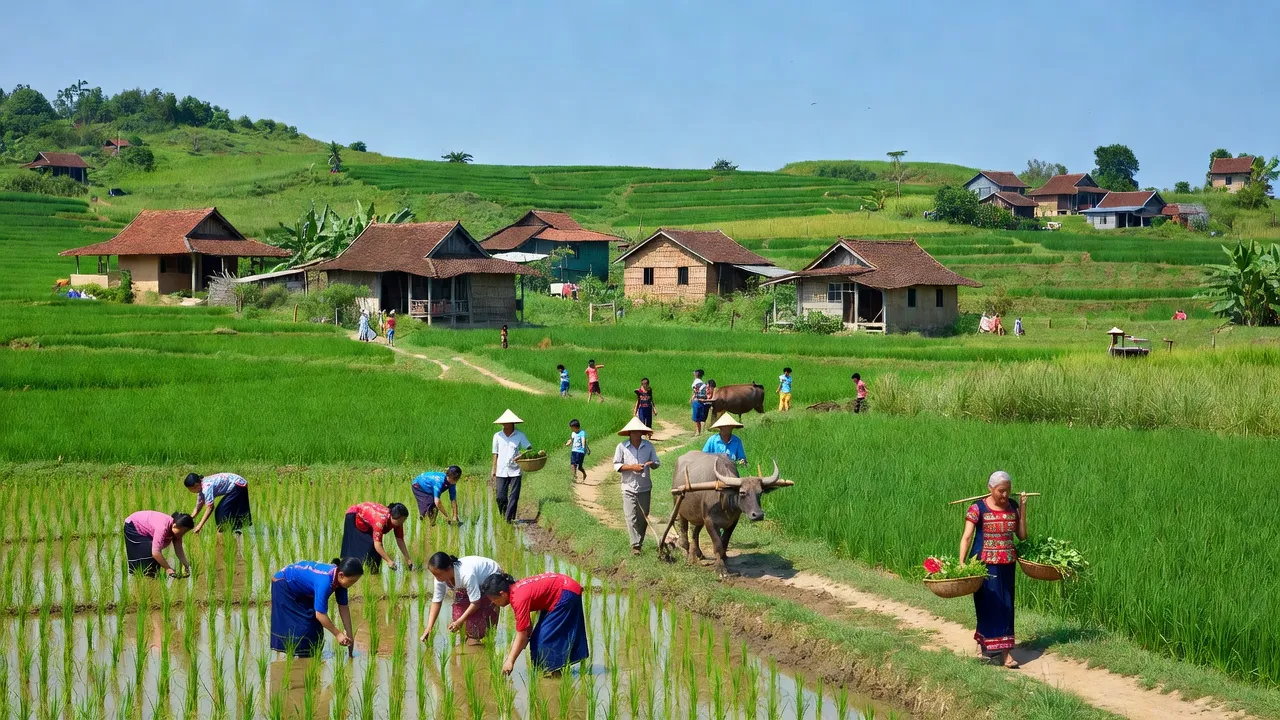 Thôn Pác Luông ở xã Đề Thám, huyện Tràng Định, tỉnh Lạng Sơn, đặc trưng với cảnh sắc thiên nhiên xanh tươi.