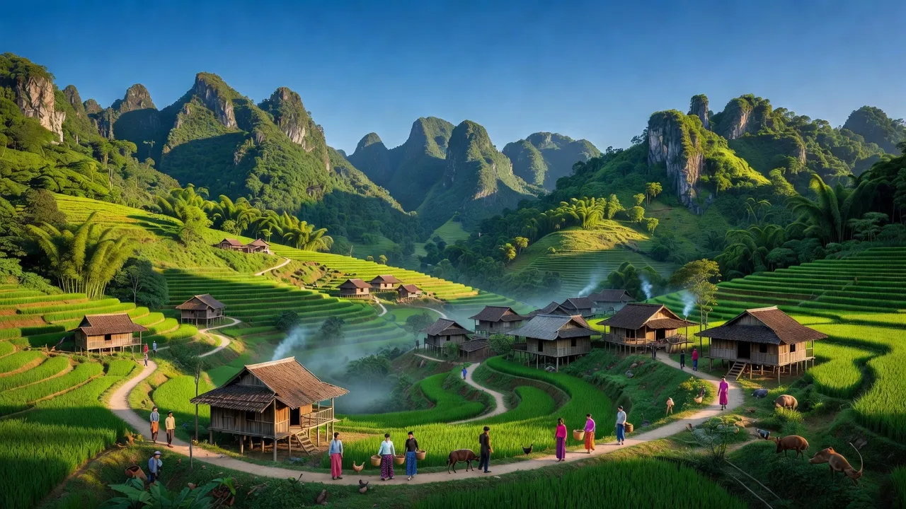Khung cảnh xã Hùng Việt, huyện Tràng Định, tỉnh Lạng Sơn với địa hình núi non tươi đẹp.
