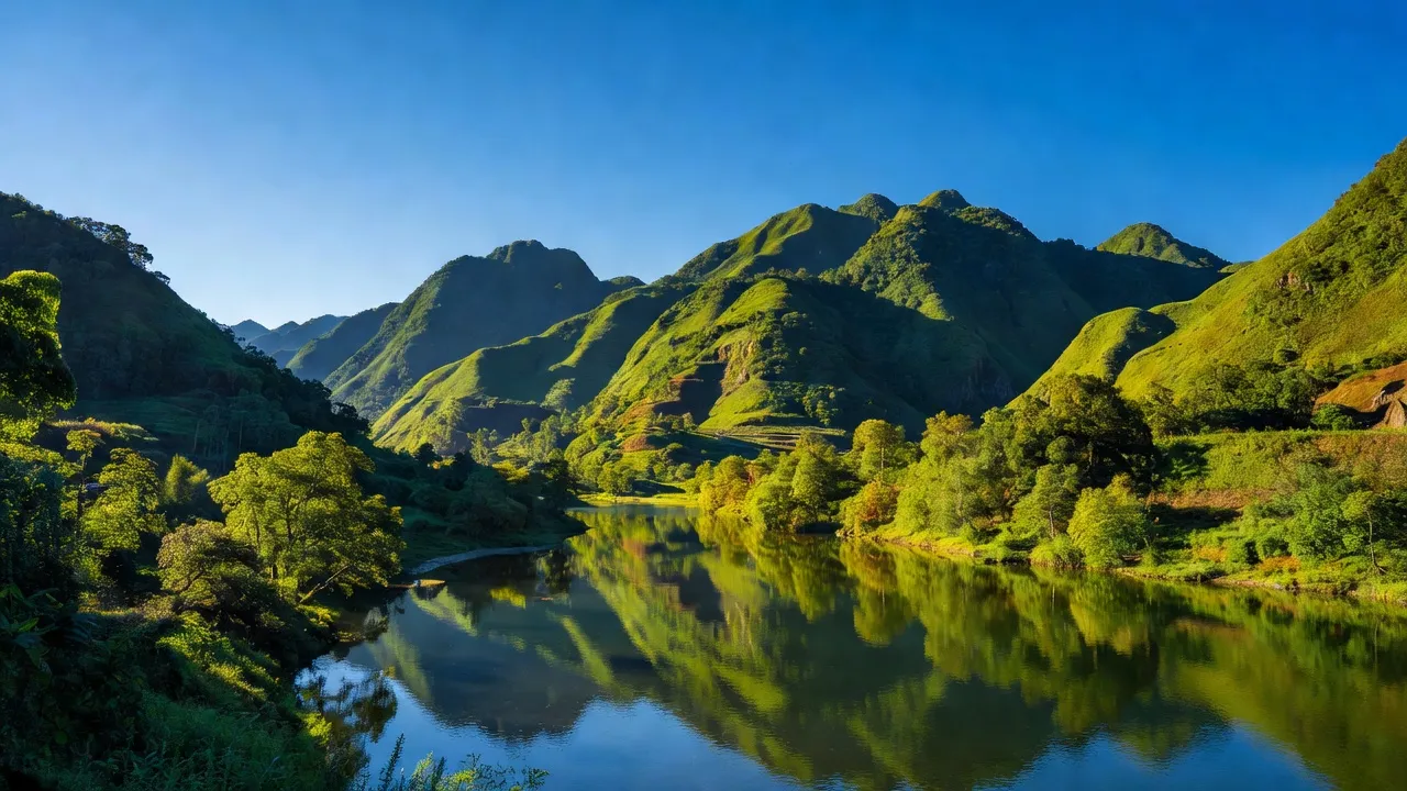 Phong cảnh đẹp của xã Kháng Chiến, huyện Tràng Định, tỉnh Lạng Sơn với núi non, sông Bắc Khê.