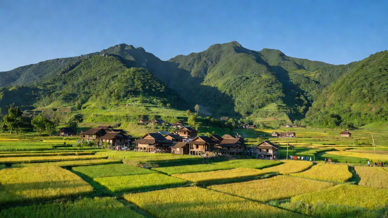Cảnh sắc thiên nhiên xã Tân Tiến, huyện Tràng Định, tỉnh Lạng Sơn với núi non xanh tươi.