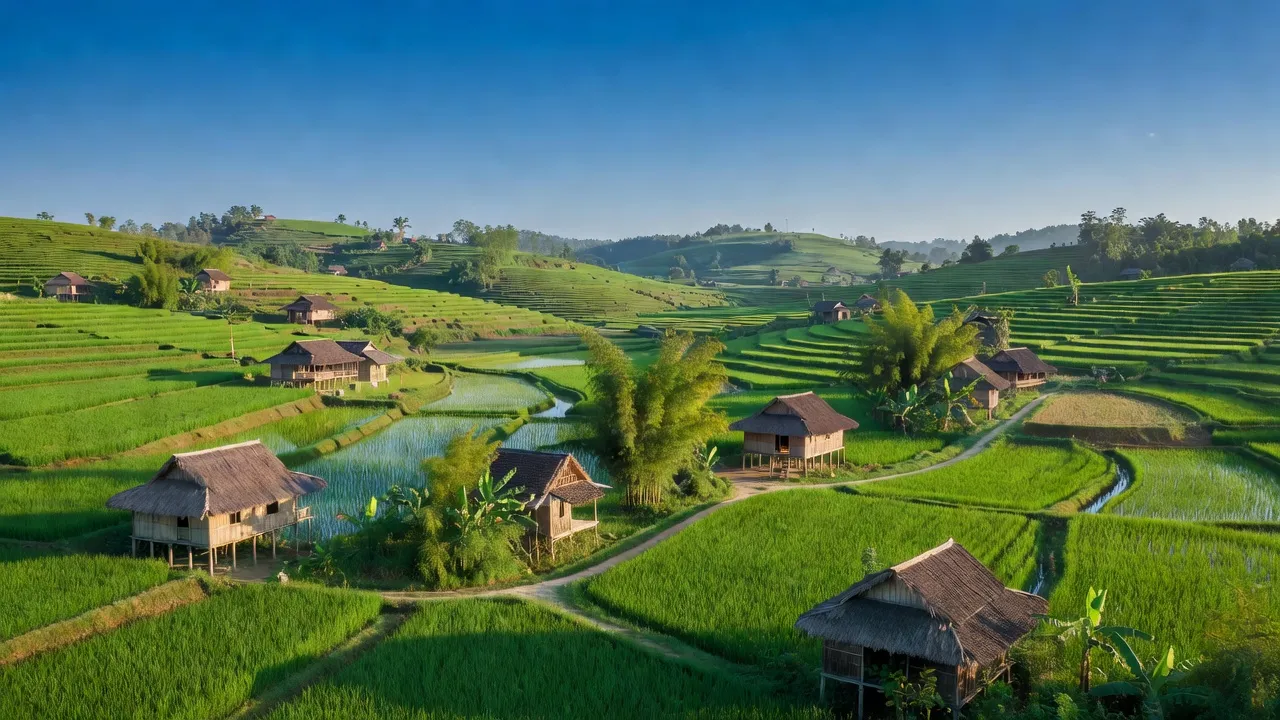 Tri Phuong xã in Trang Dinh district, Lạng Sơn province, lush green views and traditional architecture.