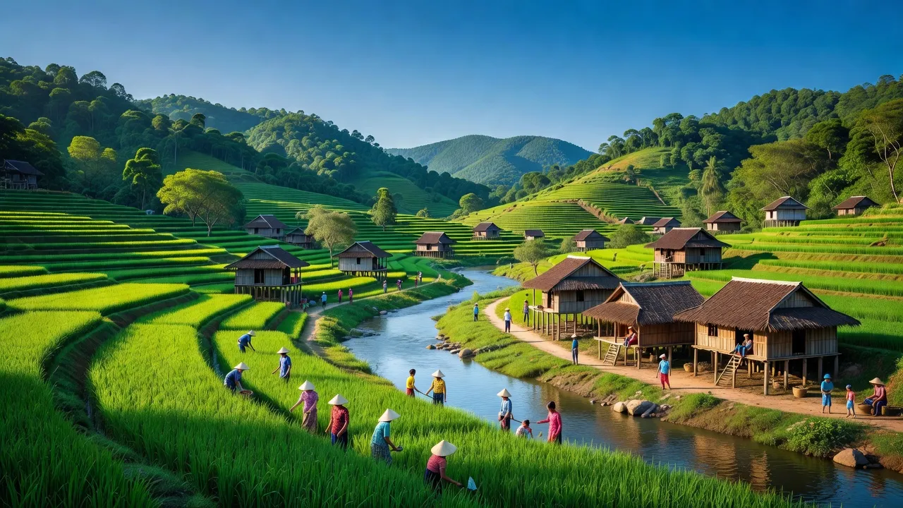 Khung cảnh huyện Văn Lãng, Lạng Sơn với những cánh đồng xanh và sông Kỳ Cùng đẹp mắt.