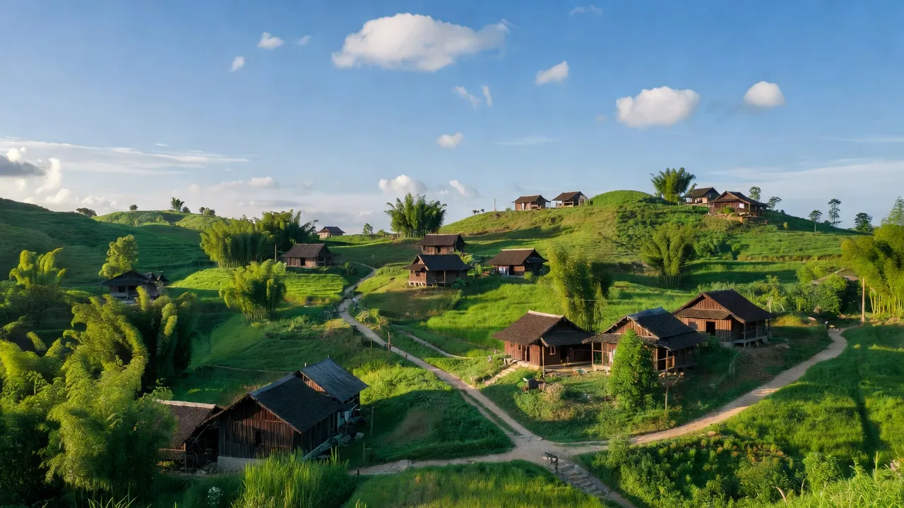 Cảnh đẹp xã Bắc Việt, huyện Văn Lãng, tỉnh Lạng Sơn với núi và hộ dân truyền thống.