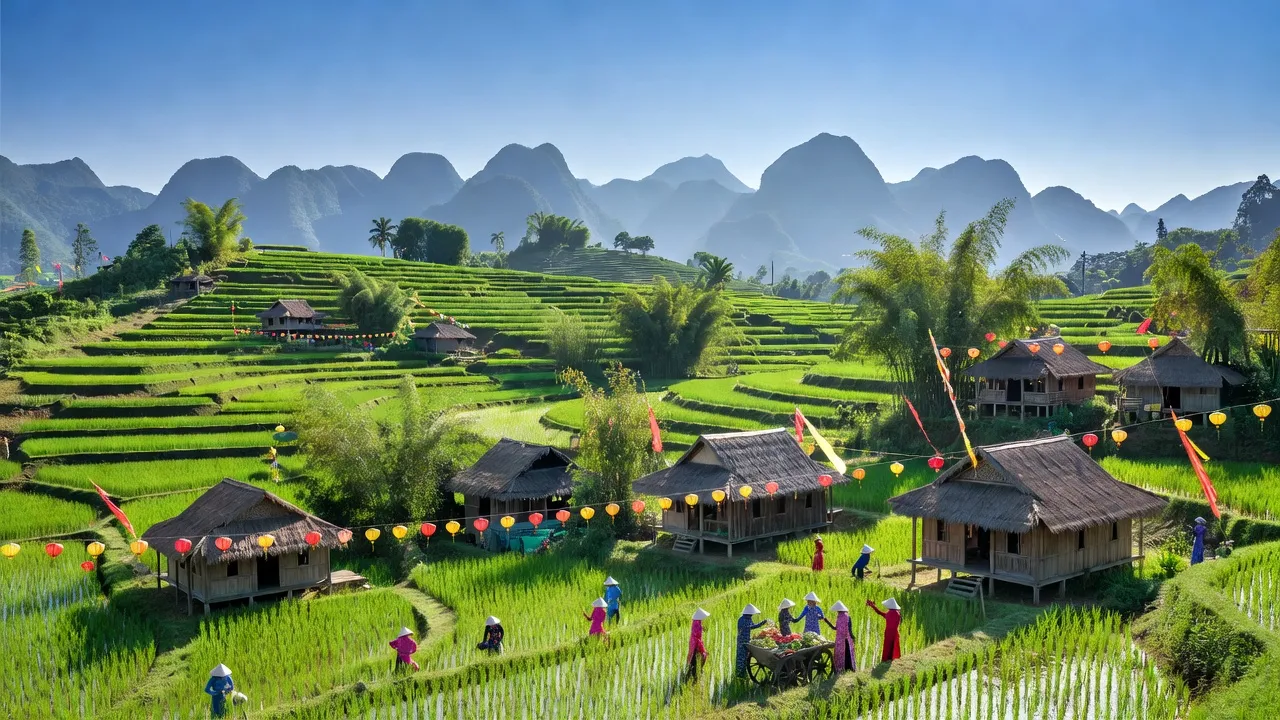 Cảnh quan Xã Thụy Hùng, huyện Văn Lãng, tỉnh Lạng Sơn với núi non và sắc xanh rực rỡ.