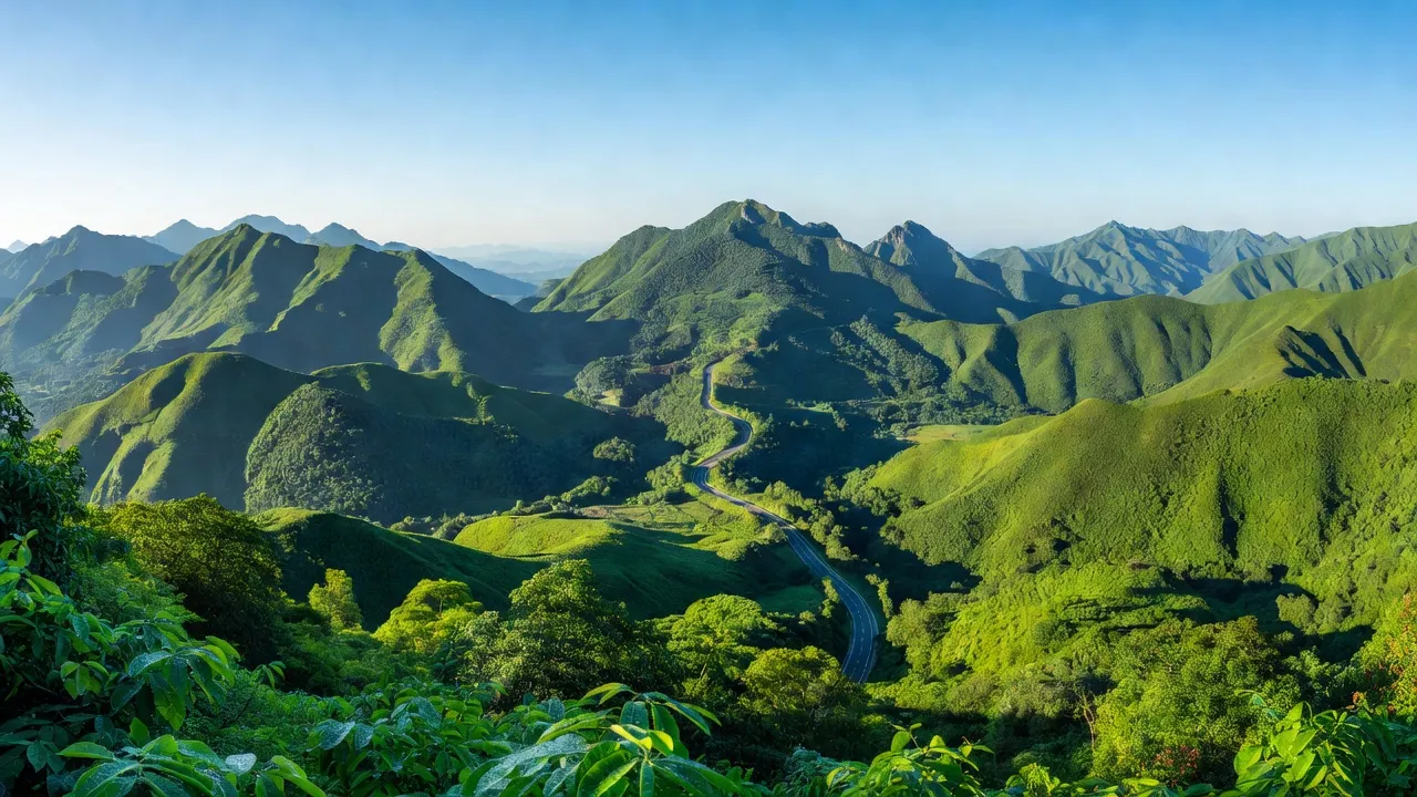 Địa hình huyện Văn Quan, Lạng Sơn với núi non hùng vĩ, đường Quốc lộ 1B, vẻ đẹp tự nhiên.