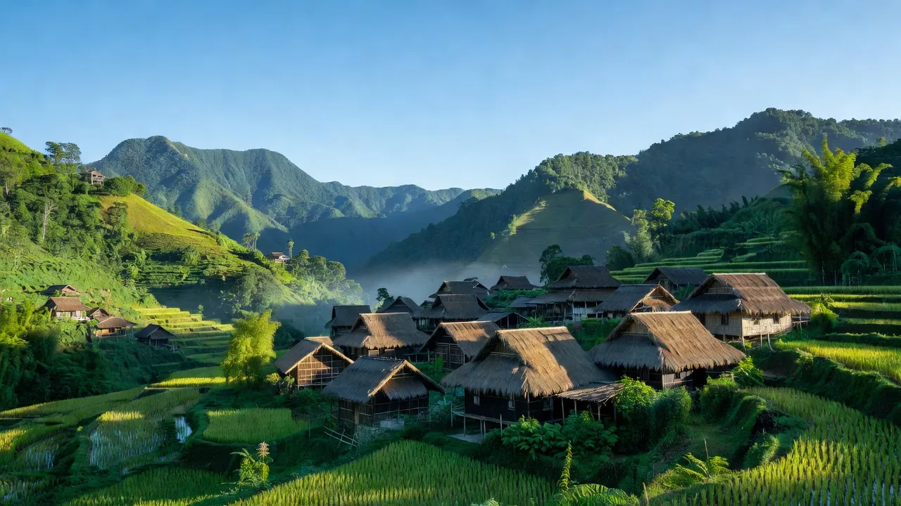 Bản làng Tả Van Chư, huyện Bắc Hà Lào Cai, với nhà người Mông giữa núi non xanh tươi.