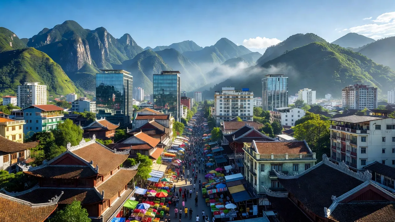Thành phố Lào Cai, trung tâm kinh tế của tỉnh Lào Cai, nổi bật với các hoạt động thương mại.