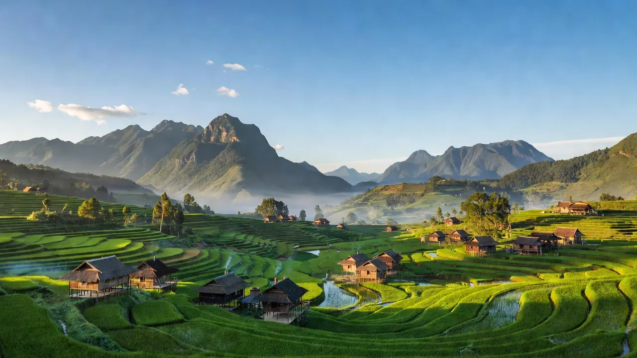 Cảnh núi non xanh mát ở Nấm Lư, Mường Khương, tỉnh Lào Cai, Việt Nam.