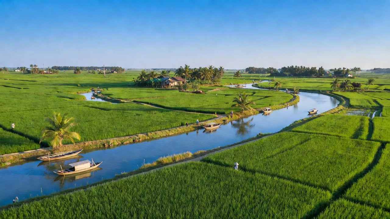 Thị trấn Đức Tân, huyện Tân Trụ, Long An, đồng bằng màu mỡ, hai sông Vàm Cỏ Đông Tây.