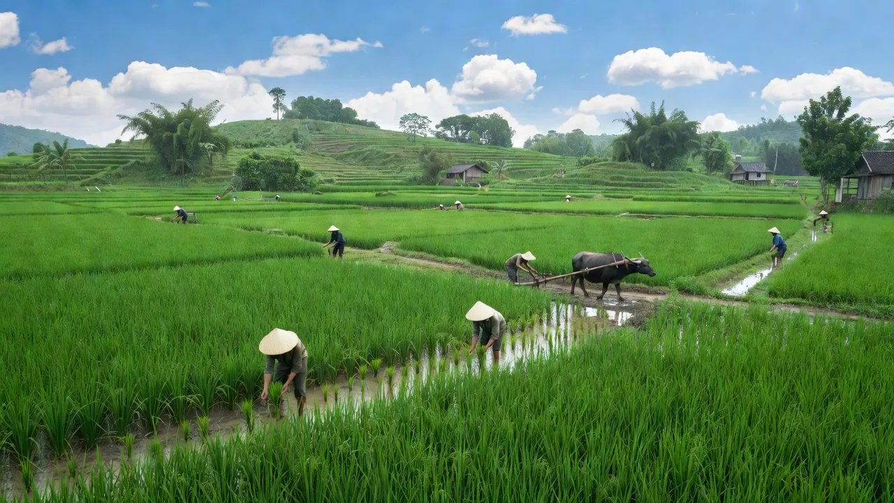 Hình ảnh bãi cây xanh ở Xã Nghĩa Châu, Huyện Nghĩa Hưng, tỉnh Nam Định, thể hiện cuộc sống nông thôn.