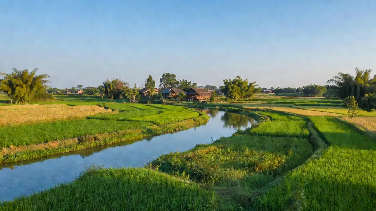 Khung cảnh nông thôn tại xã Long Sơn, huyện Anh Sơn, tỉnh Nghệ An ven sông Lam.