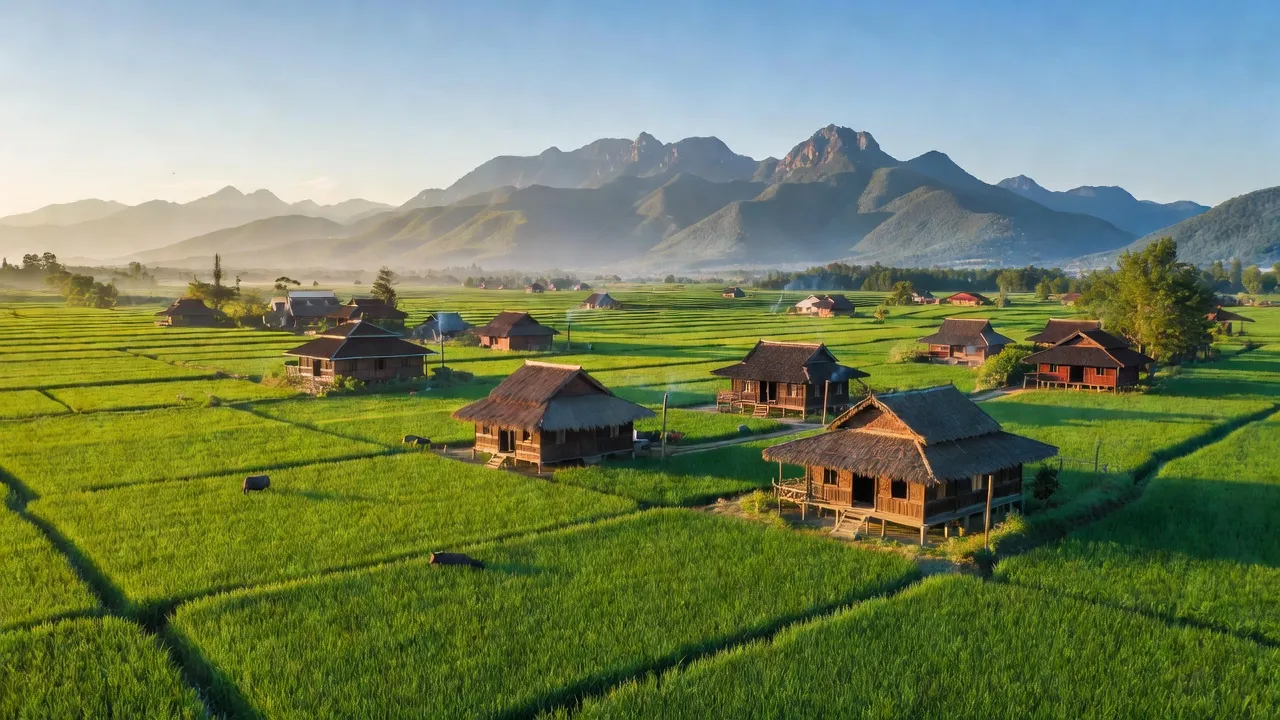 Cảnh đồng xanh tại xã Tào Sơn, huyện Anh Sơn, tỉnh Nghệ An, thể hiện vẻ đẹp nông thôn Việt Nam.