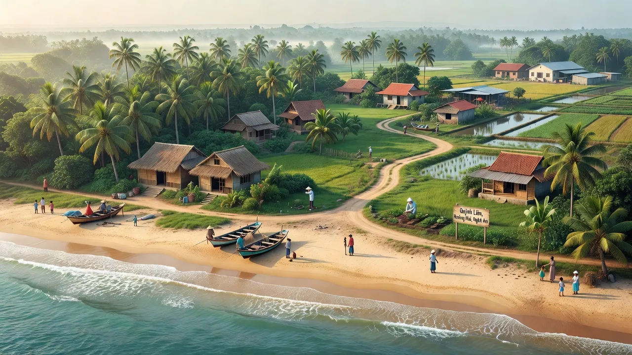 Quỳnh Liên, thị xã Hoàng Mai, Nghệ An, cảnh biển bình yên và sự sống động của làng quê.