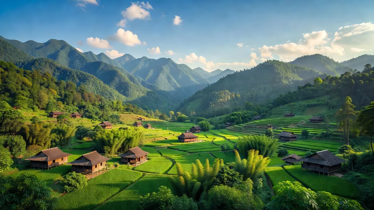Cảnh thiên nhiên tại xã Bắc Lý, huyện Kỳ Sơn, tỉnh Nghệ An với núi đồi xanh tươi.