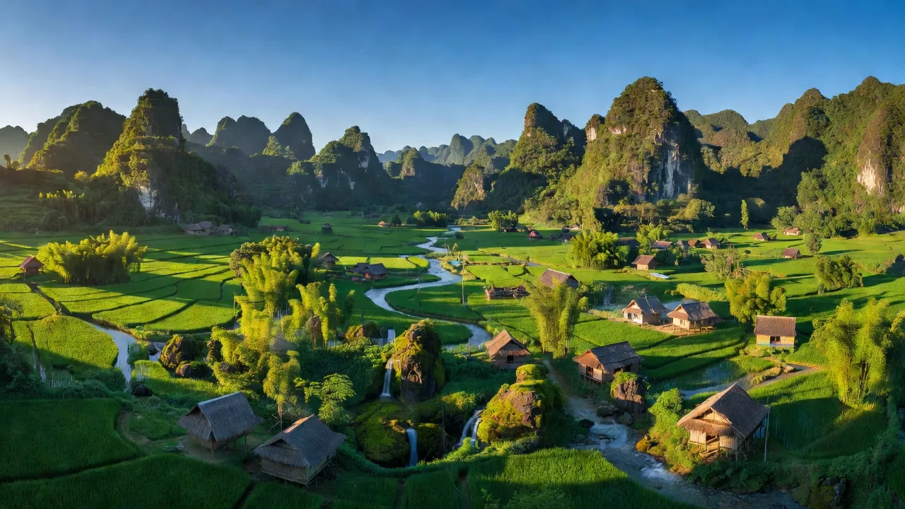 Quang cảnh xã Mường Lống, huyện Kỳ Sơn, tỉnh Nghệ An với núi non và thung lũng xanh tươi.
