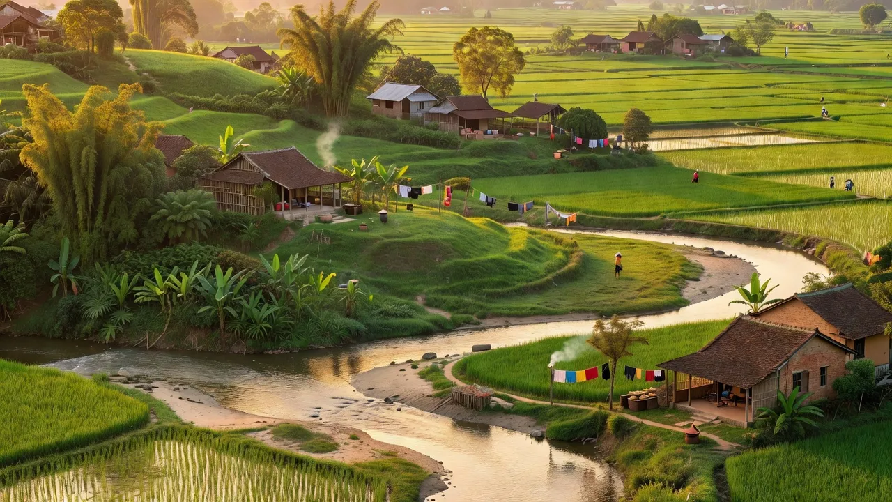 Xã Nam Thanh, huyện Nam Đàn, Nghệ An with lush greenery and scenic hills, Việt Nam.