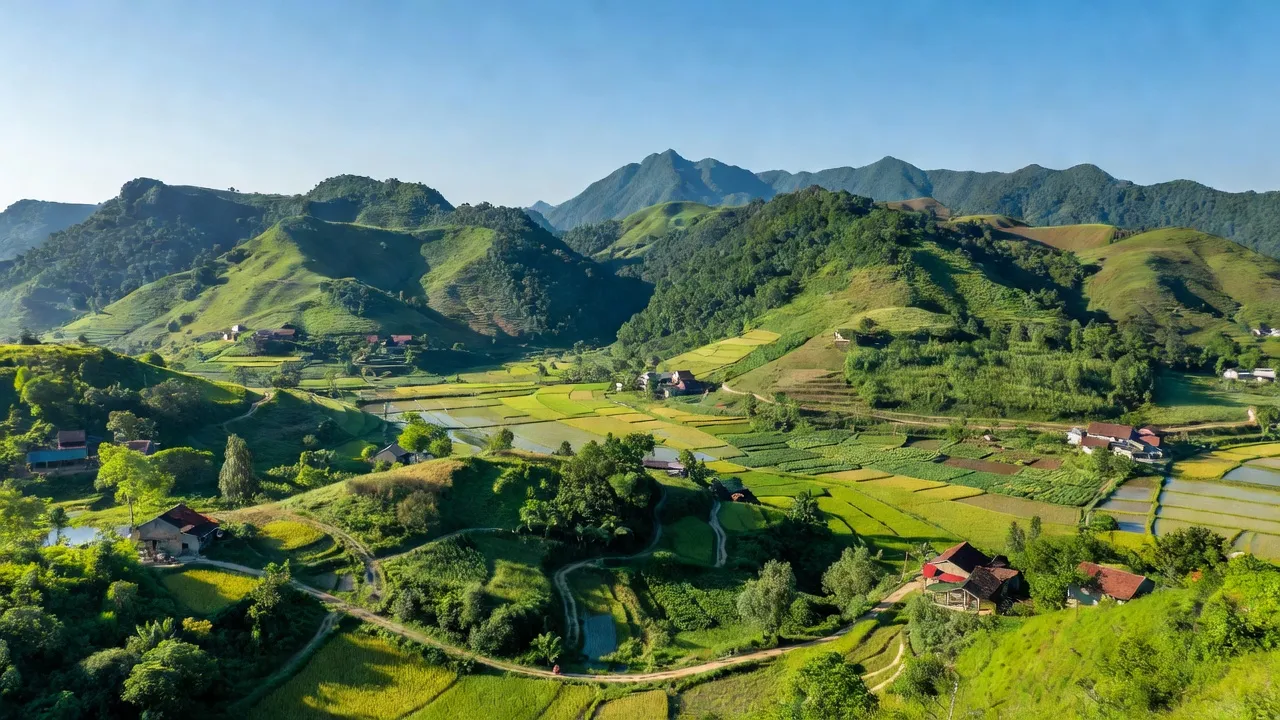 Thiên nhiên tươi đẹp Nghi Kiều, Nghi Lộc, Nghệ An, đồi núi, ruộng đồng xanh tươi.