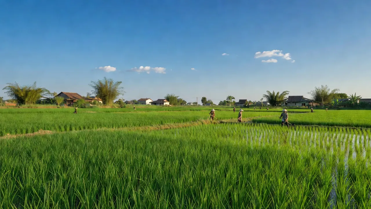 Cảnh đồng ruộng tại xã Nghĩa Hưng, huyện Nghĩa Đàn, tỉnh Nghệ An, phản ánh cuộc sống nông nghiệp vùng quê.