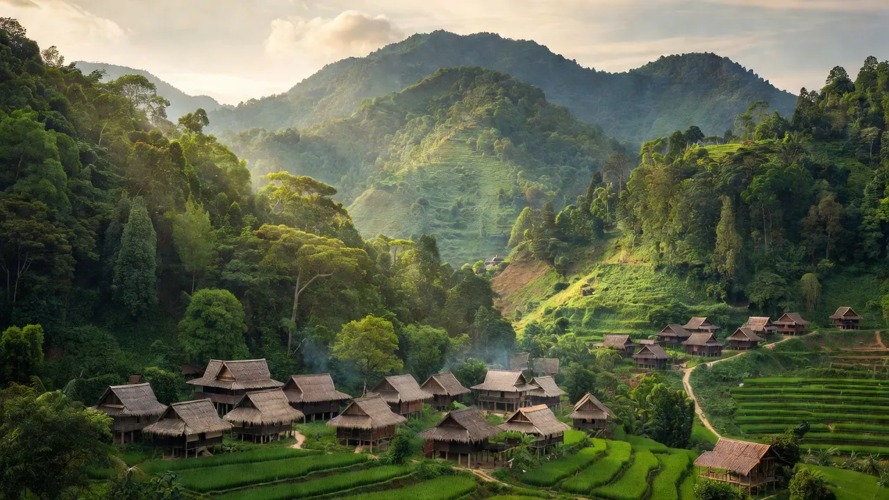 Thiên nhiên xã Diên Lãm, Quỳ Châu, Nghệ An với rừng núi và bản làng người Thái.