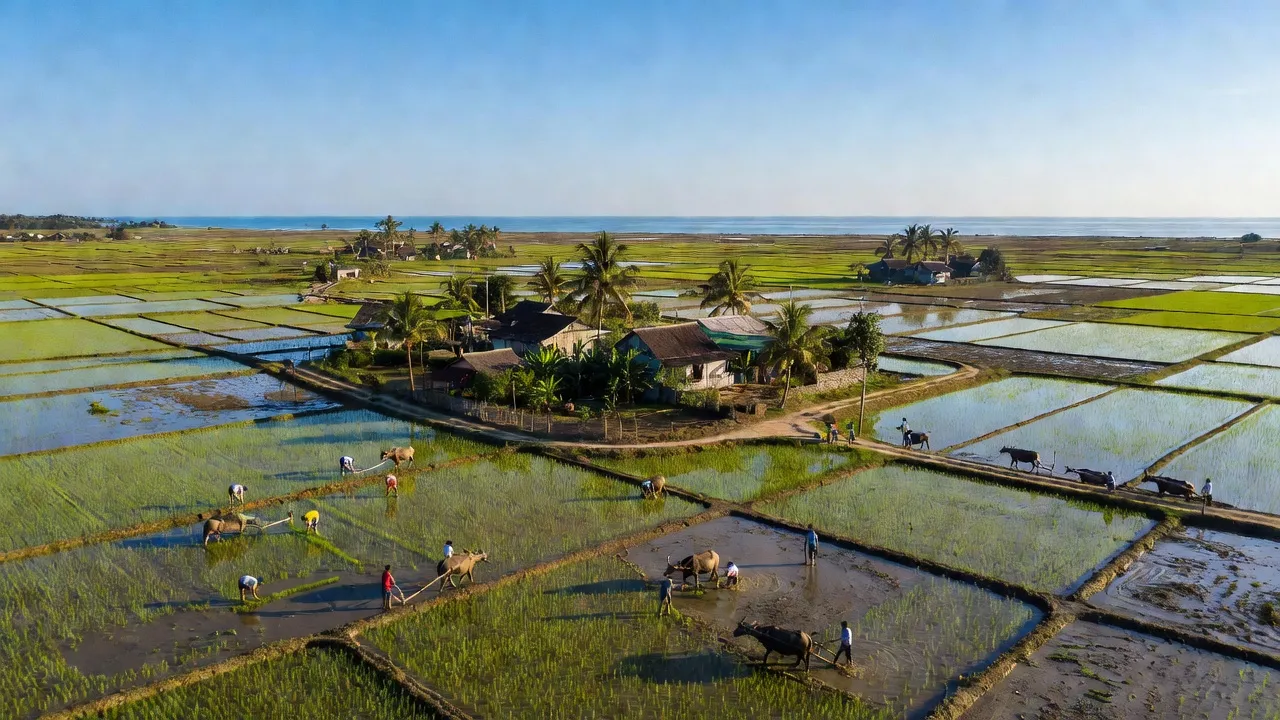 Quỳnh Châu, Quỳnh Lưu, Nghệ An: beautiful coastal landscape with rice fields and local farming.