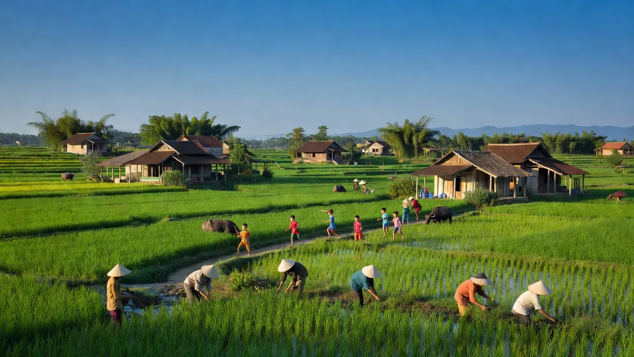 Quỳnh Thắng, Quỳnh Lưu, Nghệ An: Scenic rice fields and local life in this rural village.