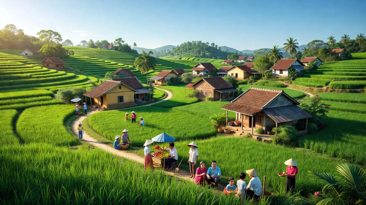 Cảnh đẹp Phường Quang Phong, Thị xã Thái Hoà, Nghệ An với kiến trúc địa phương và phong cảnh xanh.