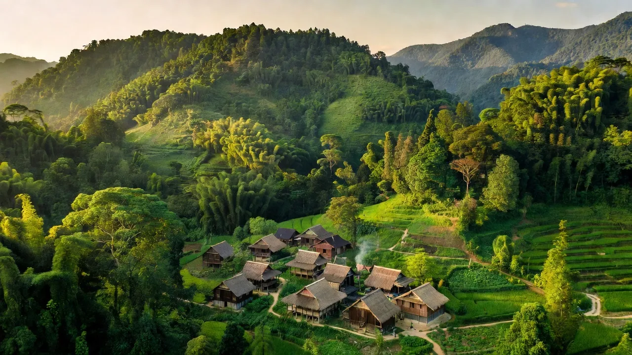 Khung cảnh huyện Tương Dương, Nghệ An với rừng núi và bản sắc văn hóa độc đáo của các dân tộc.