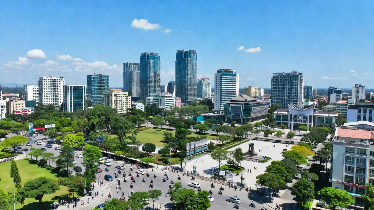 Thành phố Vinh năng động, tỉnh Nghệ An với cảnh quan hiện đại và thiên nhiên tươi đẹp.