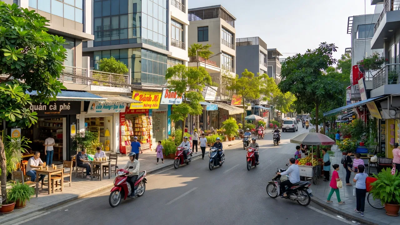 Nghi Hương street scene in Vinh city, Nghệ An, showcasing urban life and local culture.