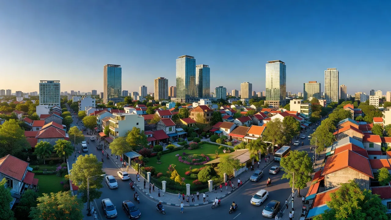 Phường Nghi Thu, thành phố Vinh với kiến trúc đô thị hiện đại và cây xanh phong phú.