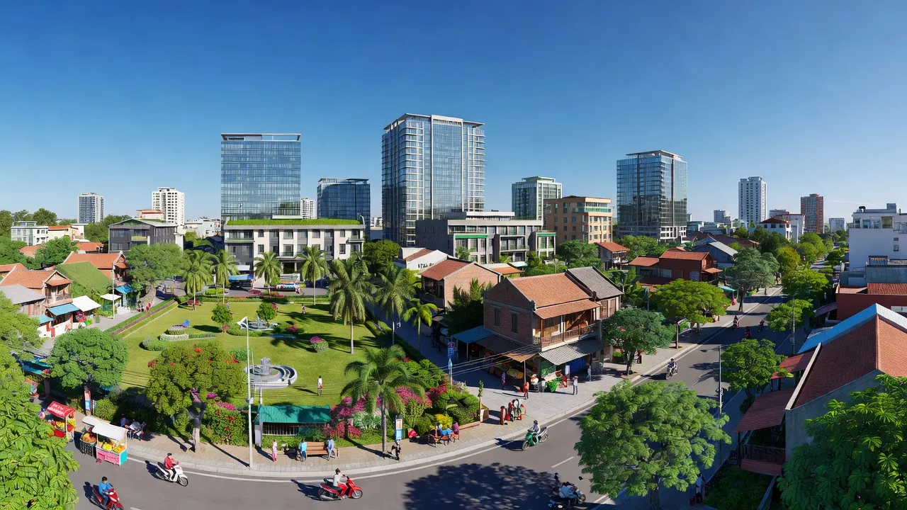 Phong cảnh hiện đại Phường Vinh Tân, Thành phố Vinh với kiến trúc xanh và không gian sống.