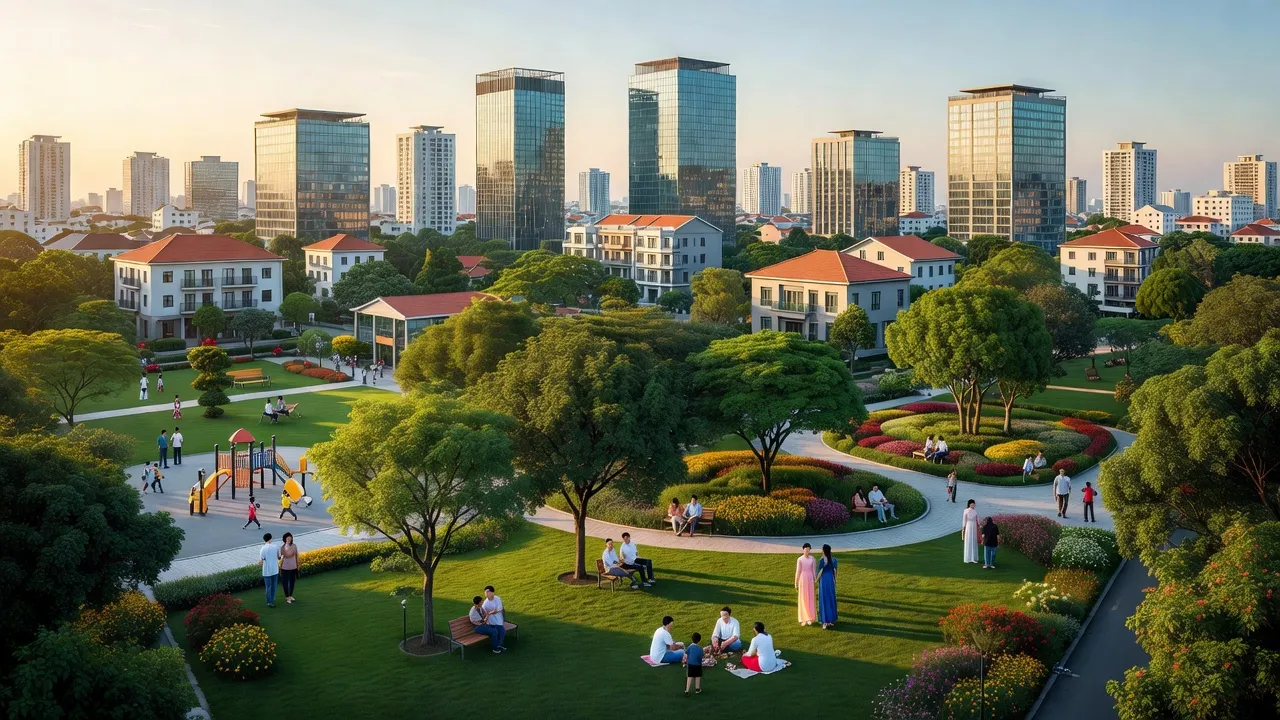 Phường Vinh Tân, Thành phố Vinh, Tỉnh Nghệ An, cảnh quan đô thị hiện đại và không gian xanh.