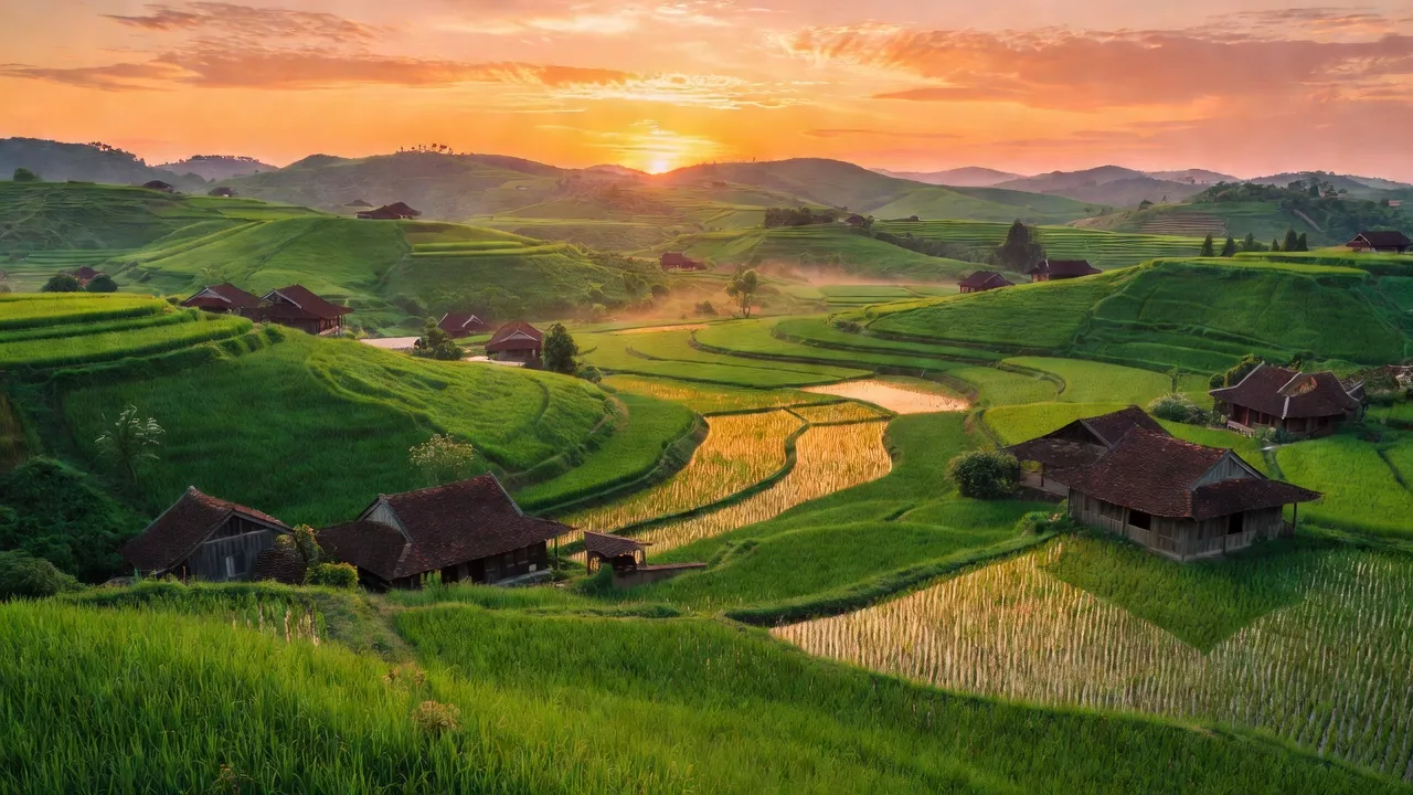 Vẻ đẹp thiên nhiên xã Mã Thành, huyện Yên Thành, tỉnh Nghệ An với cánh đồng xanh tươi.