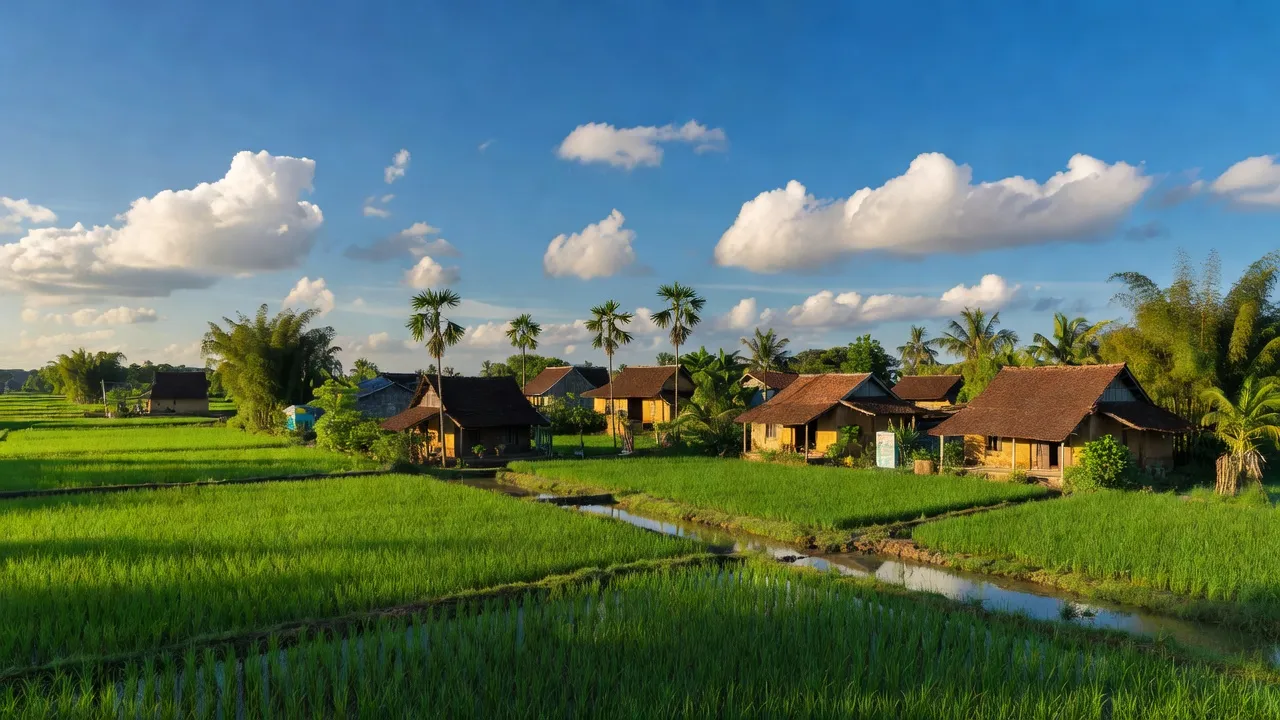 Khung cảnh đẹp của Xã Minh Thành, Huyện Yên Thành, Nghệ An với cánh đồng xanh tươi.