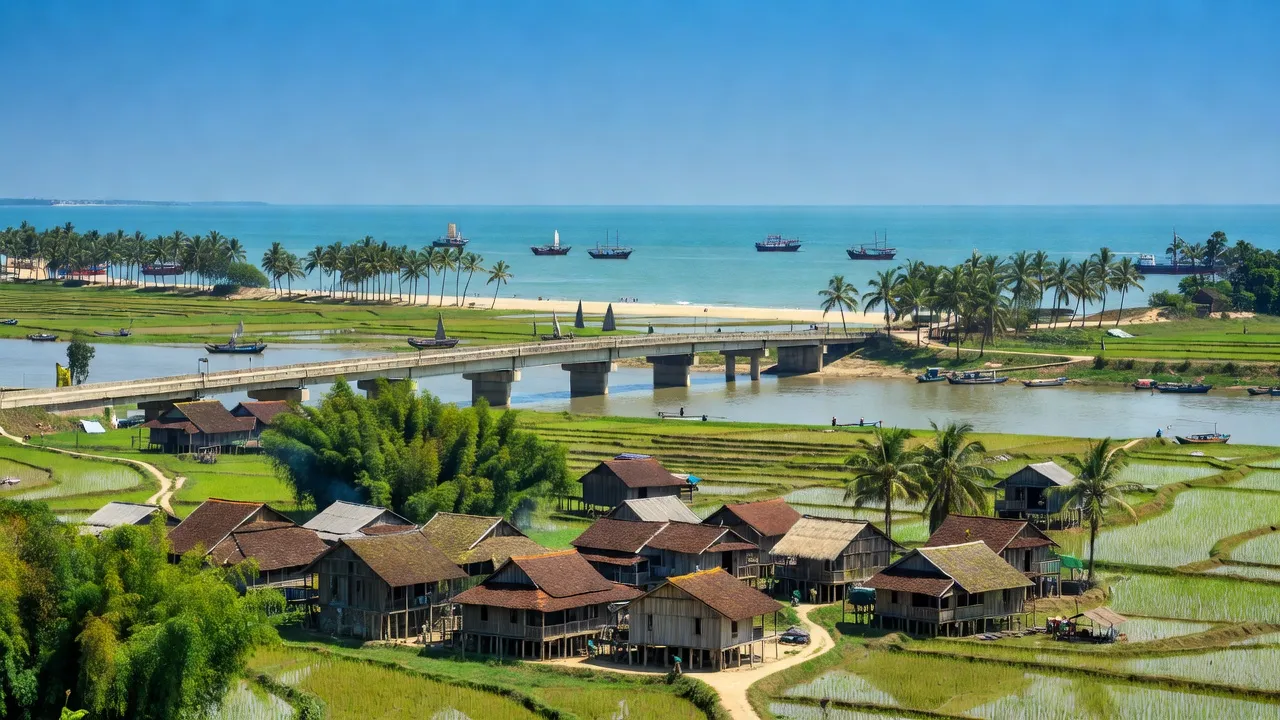 Khung cảnh tỉnh Nghệ An với thiên nhiên tươi đẹp và bờ biển Cửa Lò, thể hiện sự phát triển đường biển.