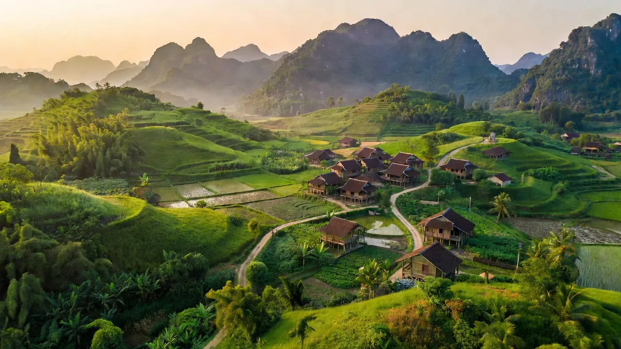 Cảnh đẹp Xã Kỳ Phú, huyện Nho Quan, Ninh Bình với đồi núi xanh tươi và thiên nhiên gần vườn quốc gia.