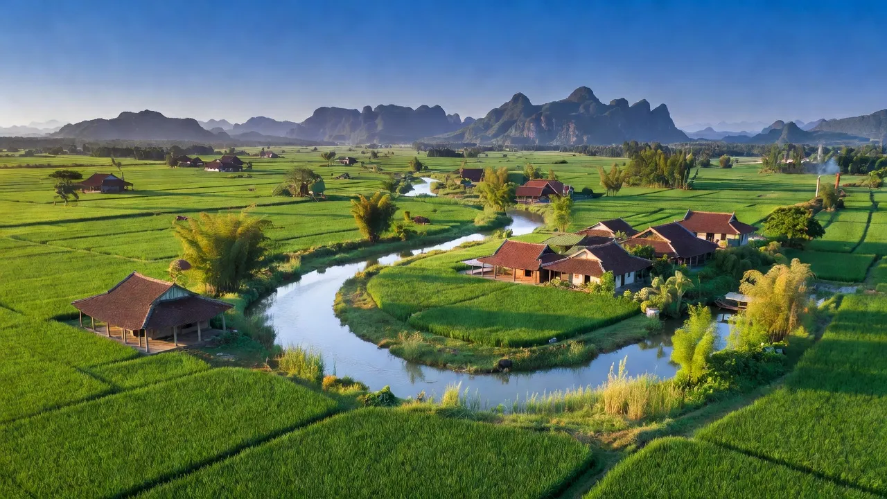 Khánh Cư, Yên Khánh, Ninh Bình with rivers, green landscapes, and rural architecture creating a peaceful atmosphere.