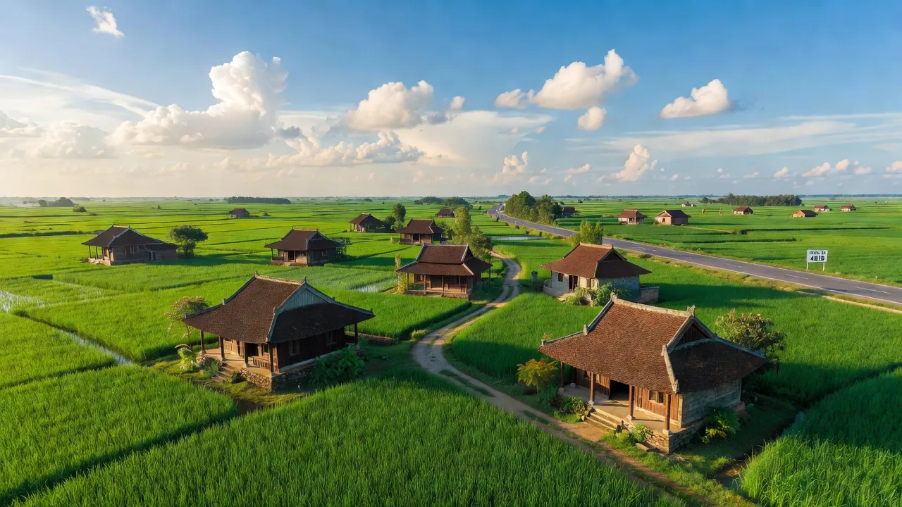 Khánh Mậu, Yên Khánh Ninh Bình với cánh đồng xanh, nhà truyền thống và đường Quốc lộ 481B.