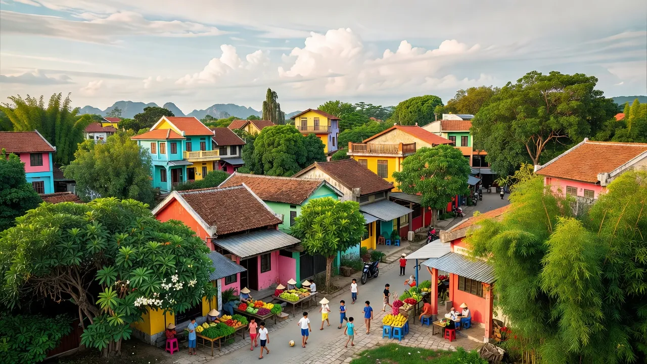 Thị trấn Yên Thịnh, huyện Yên Mô, Ninh Bình với kiến trúc đẹp và không khí sống động.