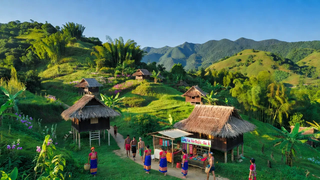 Cảnh quan huyện Bác Ái Ninh Thuận với đồi núi, văn hóa Raglai và bầu không khí trong lành.