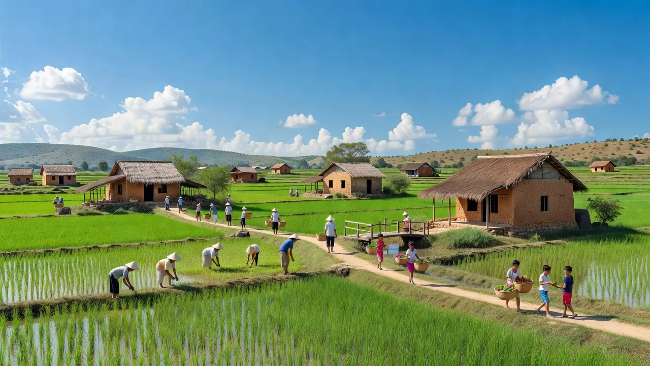 Cảnh đẹp xã Phước Hậu, huyện Ninh Phước, tỉnh Ninh Thuận với cảnh quan và nhà cửa địa phương.