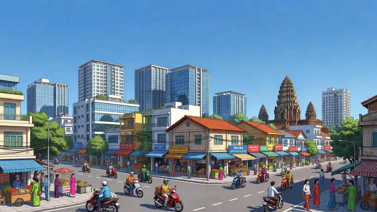 Khung cảnh Phường Đông Hải, thành phố Phan Rang-Tháp Chàm, Ninh Thuận với cảnh quan hiện đại và cuộc sống sôi động.