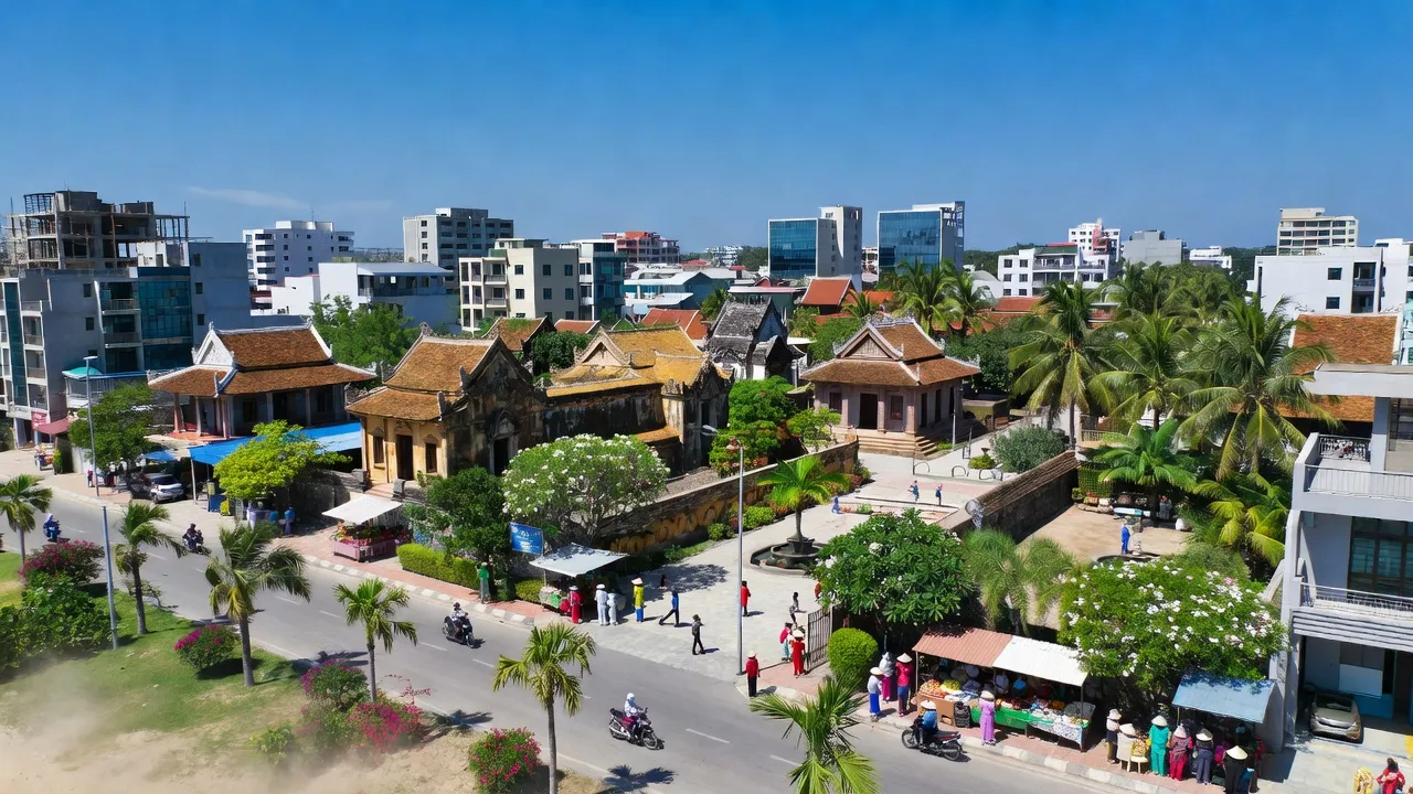 Cảnh đẹp phường Mỹ Đông, thành phố Phan Rang-Tháp Chàm, Ninh Thuận với không gian đô thị năng động.