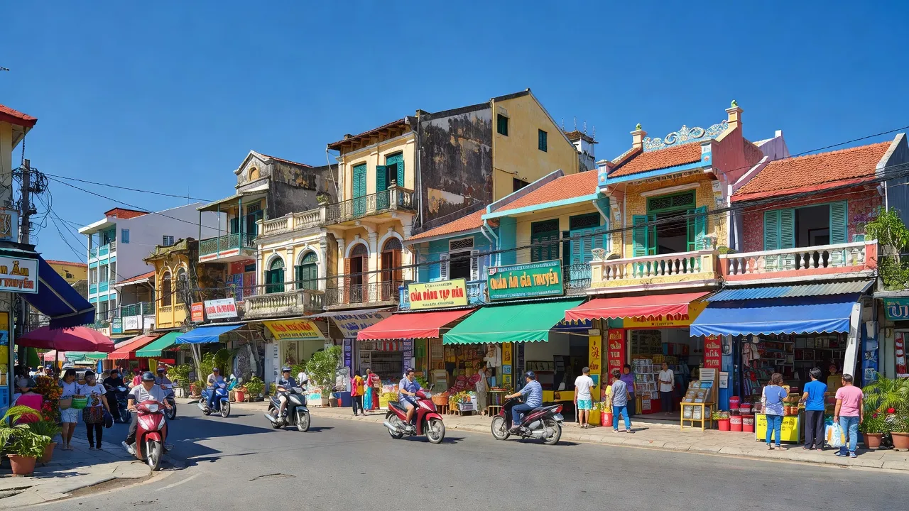 Cảnh quan Phường Văn Hải, Thành phố Phan Rang-Tháp Chàm, Ninh Thuận với kiến trúc và không khí nhộn nhịp.