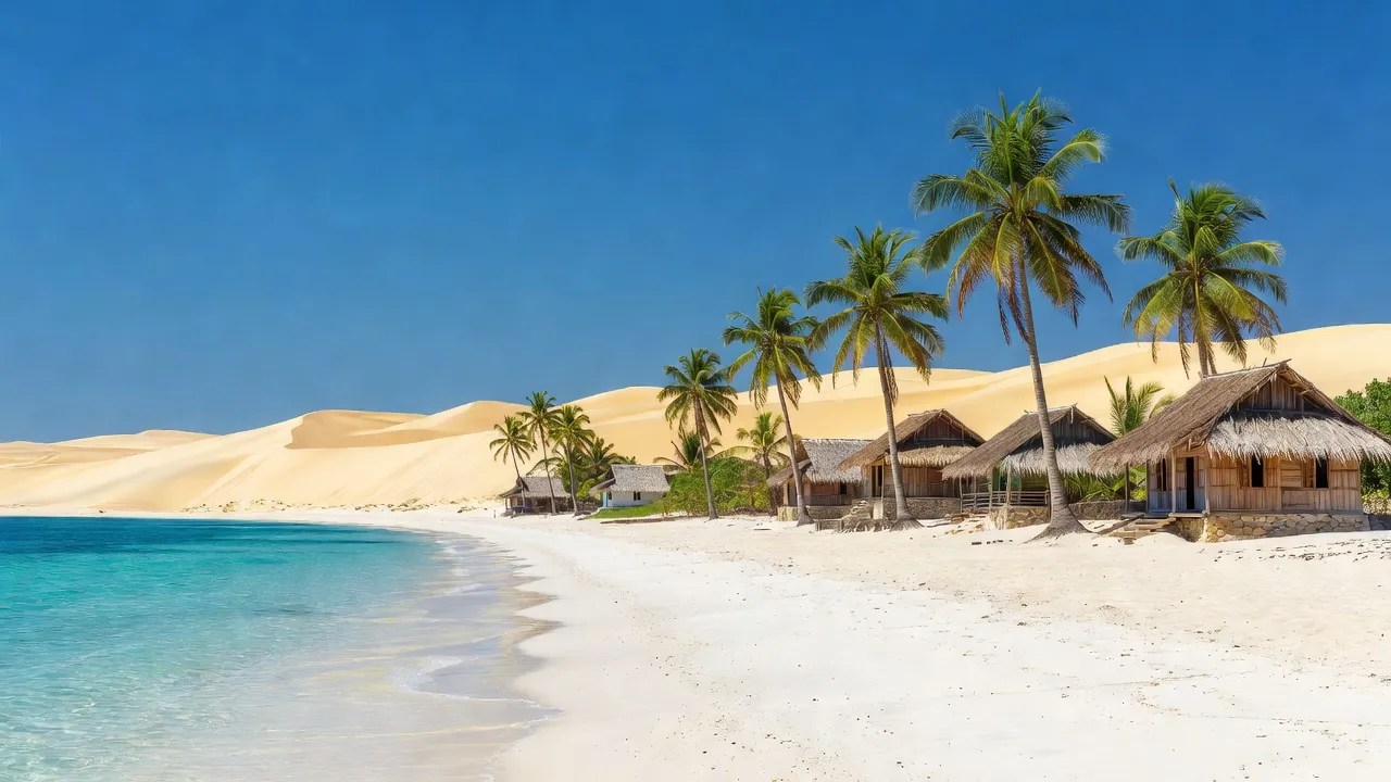 Phong cảnh xã Phước Ninh, huyện Thuận Nam, Ninh Thuận với bờ biển và cảnh vật nhiệt đới.